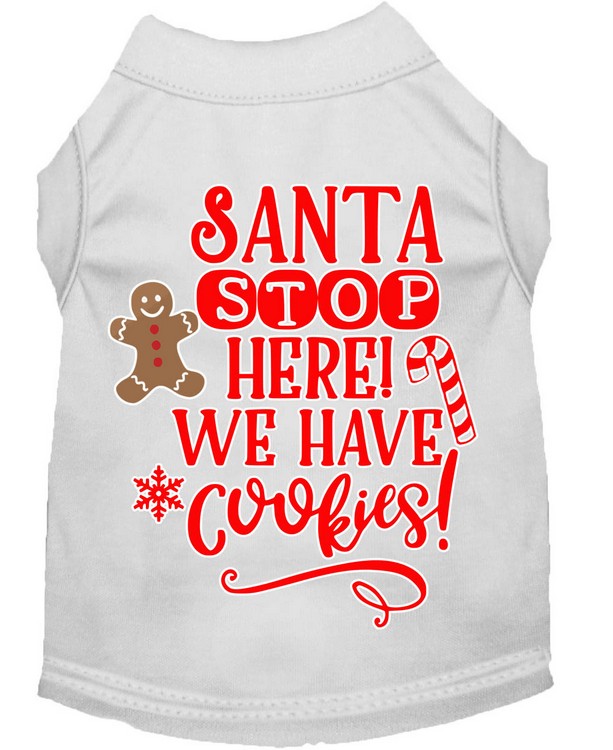 Santa, We Have Cookies Screen Print Dog Shirt White Med